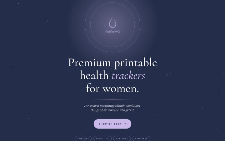 wellpaper.co — printable health trackers, designed and built by Web Weaver.